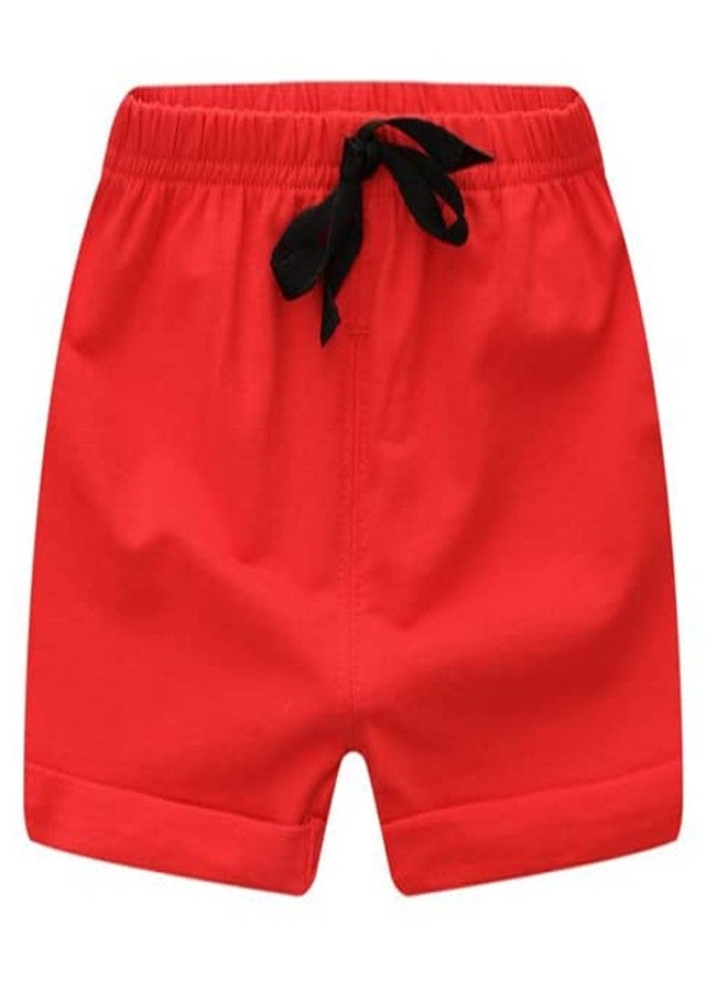 Jagrove Toddler Boys Girls Shorts 3 Pack Little Kids Cotton Sport Jogger Shorts Summer Solid Color Active Short Pants (Red + Yellow + Blue, 6-12 Months) - Image 3