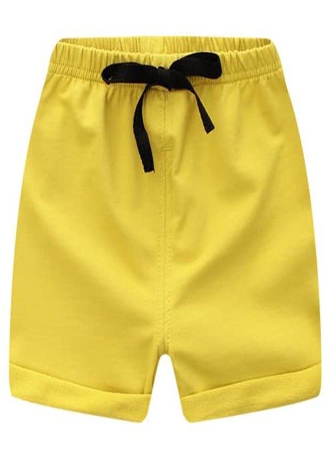 Jagrove Toddler Boys Girls Shorts 3 Pack Little Kids Cotton Sport Jogger Shorts Summer Solid Color Active Short Pants (Red + Yellow + Blue, 6-12 Months) - Image 4