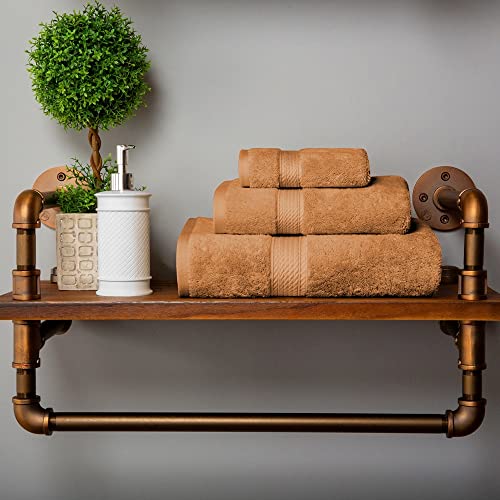 Superior Egyptian Cotton Pile 3 Piece Towel Set, Includes 1 Bath, 1 Hand, 1 Face Towel/Washcloth, Ultra Soft Luxury Towels, Thick Plush Essentials, Guest Bath, Spa, Hotel Bathroom, Rust - Image 2