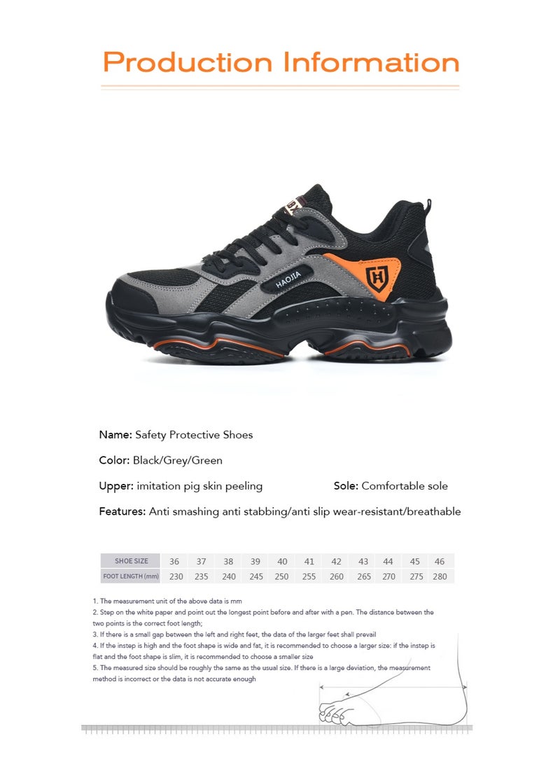 أحذية أمان رجالية ذات أصابع فولاذية، خفيفة الوزن ومريحة، مقاومة للثقب ومقاومة للانزلاق، مقاومة للتآكل ومتينة، مريحة لفترات طويلة من الوقوف، خفيفة الوزن وجيدة التهوية، أحذية عمل يمكن ارتداؤها أيضًا كأحذية رياضية عصرية. - Image 4