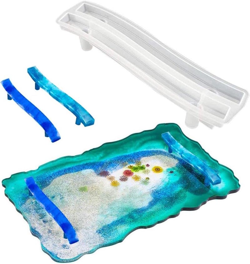 Snoogg Zigzag Tray with Handel Pair Silicone Moulds for Resin Casting, Irregular Rectangle Tray Mould with Handles, Size (12x14) - Image 1