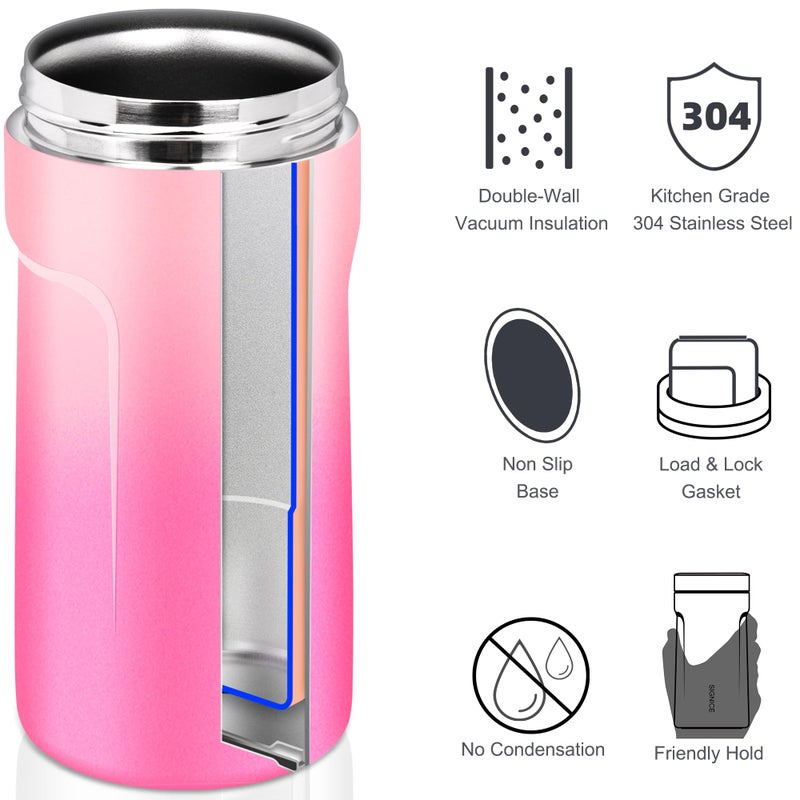 Signice Universal Can Cooler - Signice 3 in 1 Insulated 12 oz Beer Can Insulator Stainless Steel Metal Holder for 12oz Slim Skinny Tall Standard Cans Bottle Hard Seltzer Soda Energy Drinks (Sakura) - Image 3