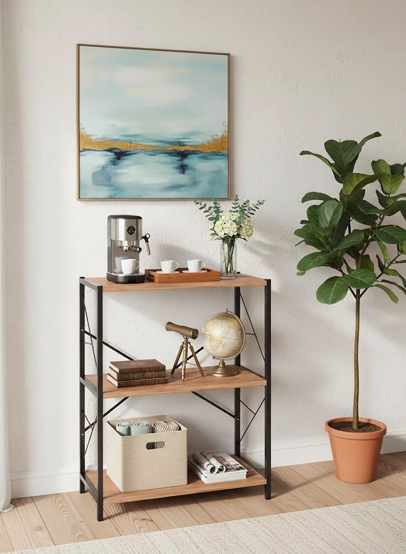 إيه جي دي طاولة ركن القهوة 3 طبقات، مع رفوف تخزين لغرفة المعيشة والمدخل والأريكة والبهو (بني) - Image 1