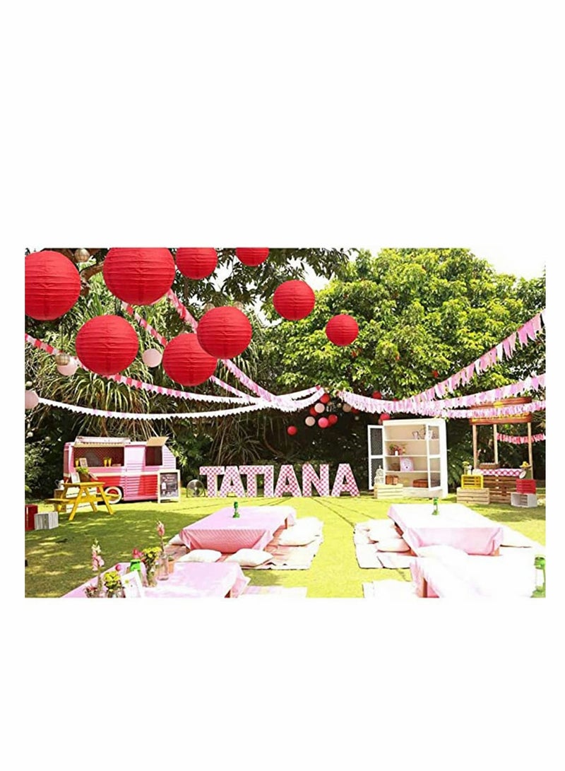 SYOSI 10Pcs Red Paper Lanterns Decorative, Chinese/Japanese Hanging Round Foldable Lantern, for Birthday, Wedding, , Bridal Shower, Home Decor, Party (Size of 4”, 6”, 8”, 10”) - Image 4