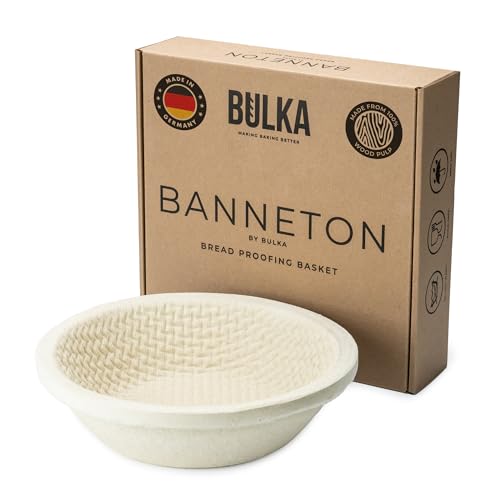Bulka Large Round 9" 1kg Waffle Banneton Bread Proofing Basket Pressed Wood Pulp, Sourdough Proofing Basket - Non-Stick Brotform Sourdough Bread Baking Supplies, Made in Germany. - Image 1