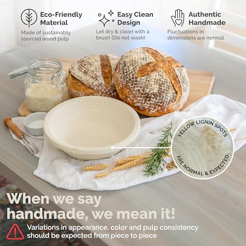 Bulka Large Round 9" 1kg Waffle Banneton Bread Proofing Basket Pressed Wood Pulp, Sourdough Proofing Basket - Non-Stick Brotform Sourdough Bread Baking Supplies, Made in Germany. - Image 5