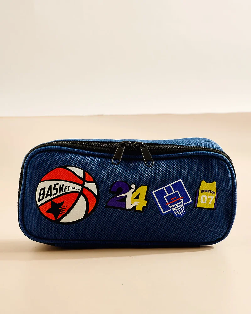Redtag Navy Basketball Print Pencil Case