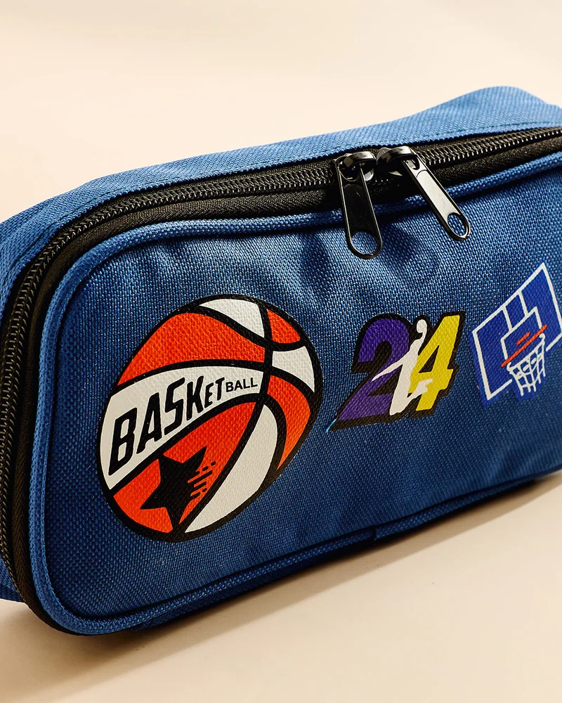 Redtag Navy Basketball Print Pencil Case