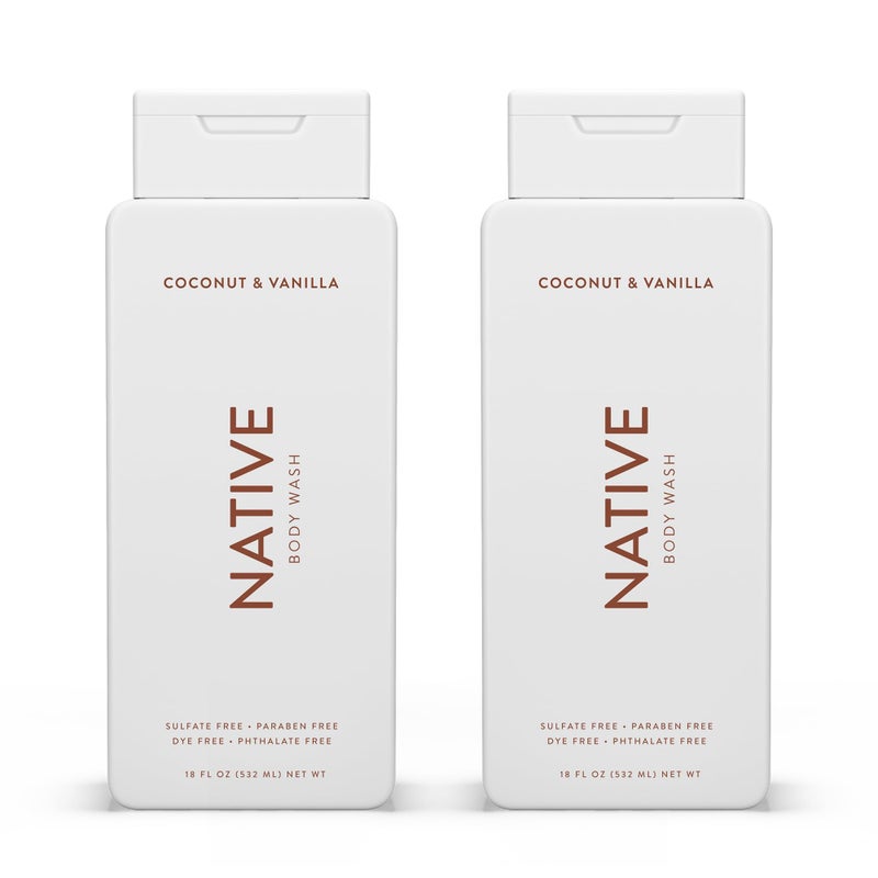 Native Body Wash Contains Naturally Derived Ingredients | For Women & Men, Sulfate, Paraben, & Dye Free Leaving Skin Soft and Hydrated | Coconut & Vanilla 18 oz - 2 Pk - Image 1