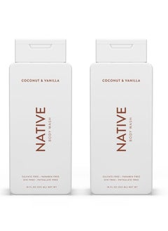 native Native Body Wash Contains Naturally Derived Ingredients | For Women & Men, Sulfate, Paraben, & Dye Free Leaving Skin Soft and Hydrated | Coconut & Vanilla 18 oz - 2 Pk  - Image 1