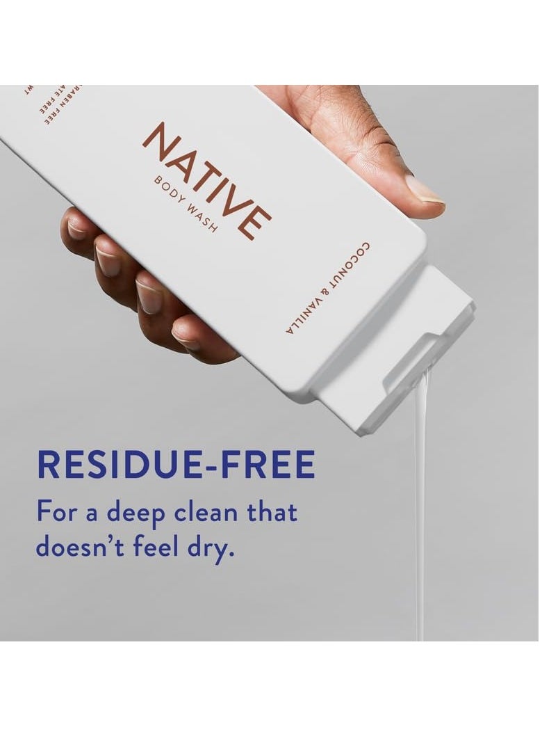 native Native Body Wash Contains Naturally Derived Ingredients | For Women & Men, Sulfate, Paraben, & Dye Free Leaving Skin Soft and Hydrated | Coconut & Vanilla 18 oz - 2 Pk  - Image 4