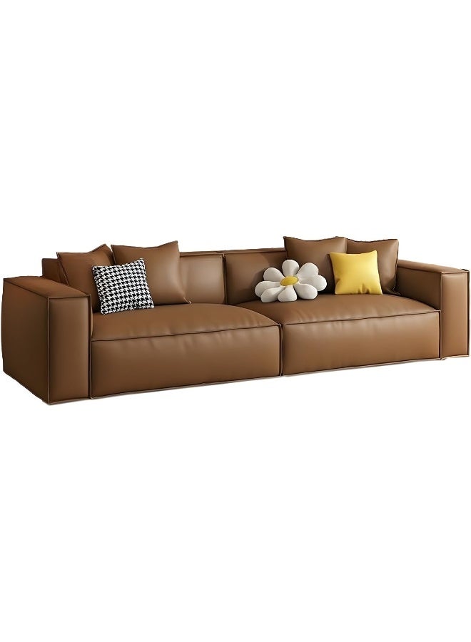 Zayn comforts Modern Full Grain Cow Leather Sofa With Standard Design In Solid Color - Image 1