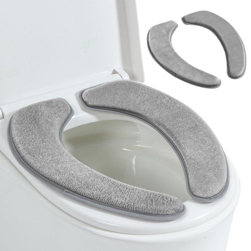 AZHCHKE Toilet Seat Cover with Memory Foam Soft Flannel Toilet Seat Warmer Cover for Bathroom Washable SelfAdhesive Reusable Toilet Covers Fits Most Round Oval and Elongated Toilet Seat - Image 2