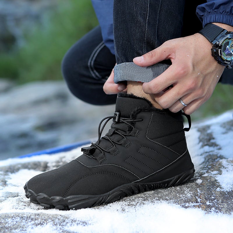 Winter Outdoor Waterproof Cotton Shoes Fleece-Lined Thickeneded Warm Men''s Hiking Snow Boots Non-Slip Wear-Resistant Mid-Calf Men''s Cotton Boots - Image 3