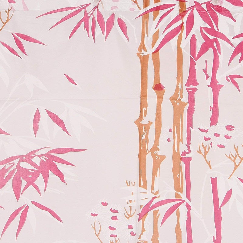 SHAVIN PVC Printed Bamboo Bathroom Shower Curtain with Hooks (54 x 108 Inches, Pink) - Image 2