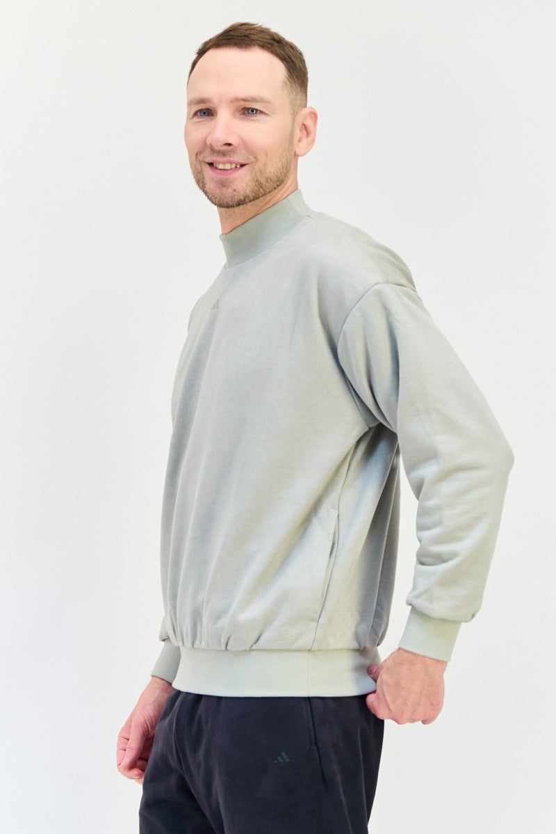 Adidas Men Sportswear Fit Long Sleeve Basketball Sweatshirt, Light Grey  - Image 2