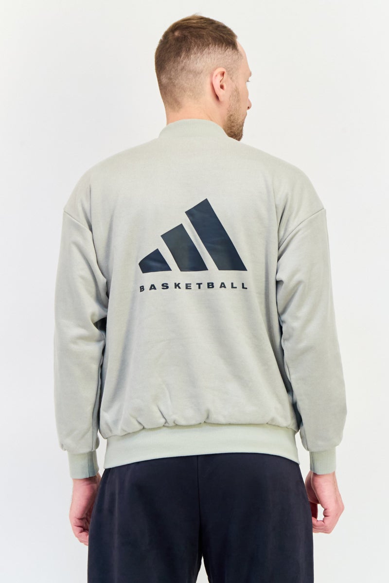 Adidas Men Sportswear Fit Long Sleeve Basketball Sweatshirt, Light Grey  - Image 3