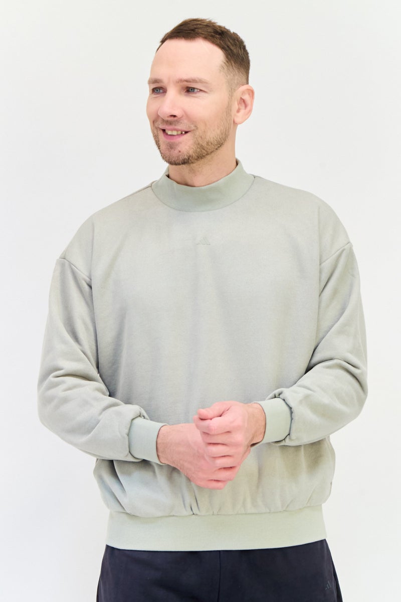 Adidas Men Sportswear Fit Long Sleeve Basketball Sweatshirt, Light Grey  - Image 1