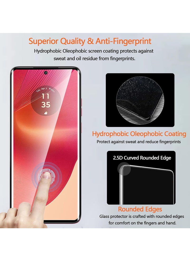 Generic - 1+1Pack Screen Protector for Moto Edge 50 Fusion 5G, 3D Film with Camera Lens Protector, 9H Hardness, Shatterproof, Bubble Free for Moto Edge 50 Fusion Tempered Glass, Case Friendly - Image 1