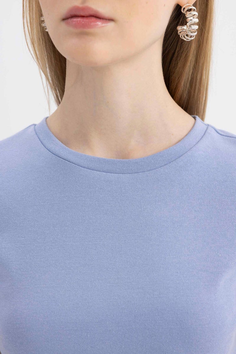 DeFacto Woman Fitted Ribana Basic Short Sleeve T-Shirt - Image 4
