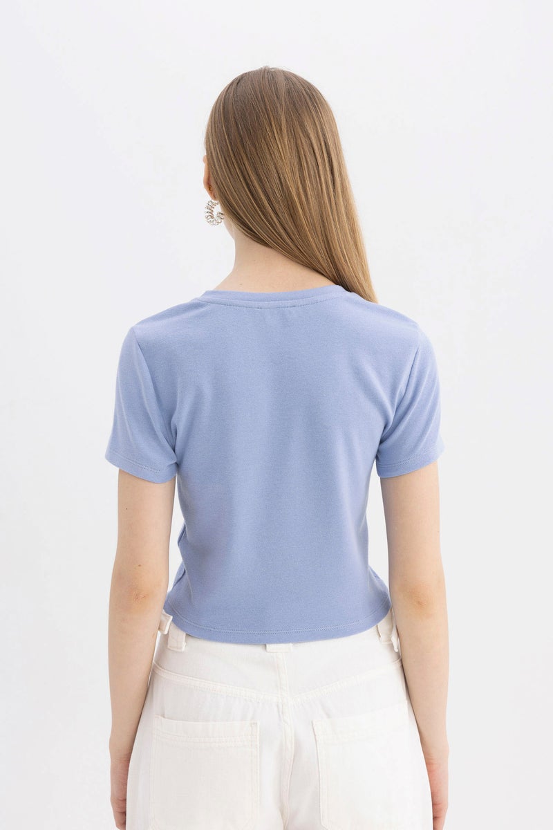 DeFacto Woman Fitted Ribana Basic Short Sleeve T-Shirt - Image 2