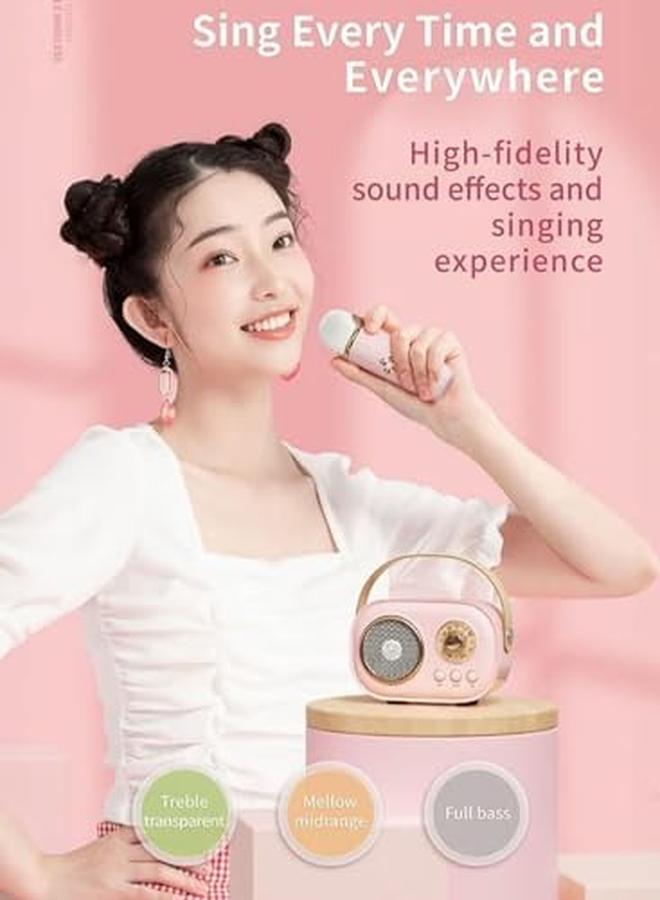 Karaoke Portable Wireless Bluetooth Speakers With Microphone One Click Original Vocal Elimination Auto Connection At Startup For Family Gatherings And Entertainment