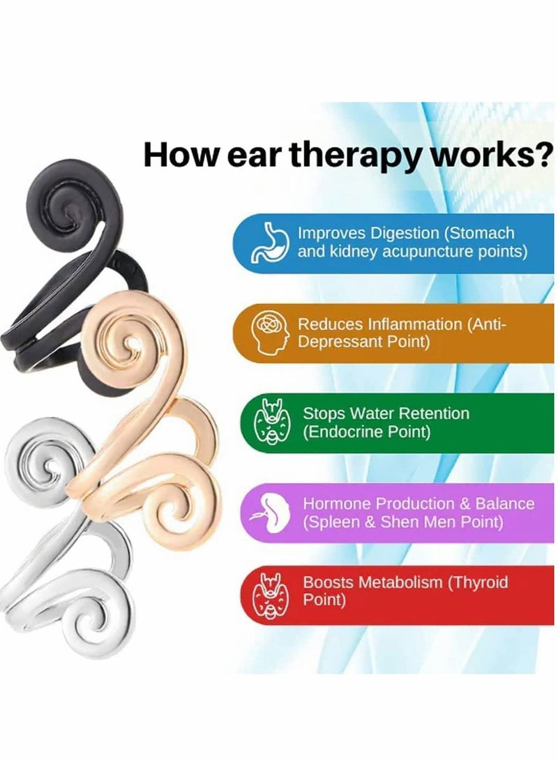 Y&D Zunis Acupressure Slimming Earrings, Non Piercing Ear Cuff Clip for Women, Weight Loss Earrings.3 Pairs - Image 3