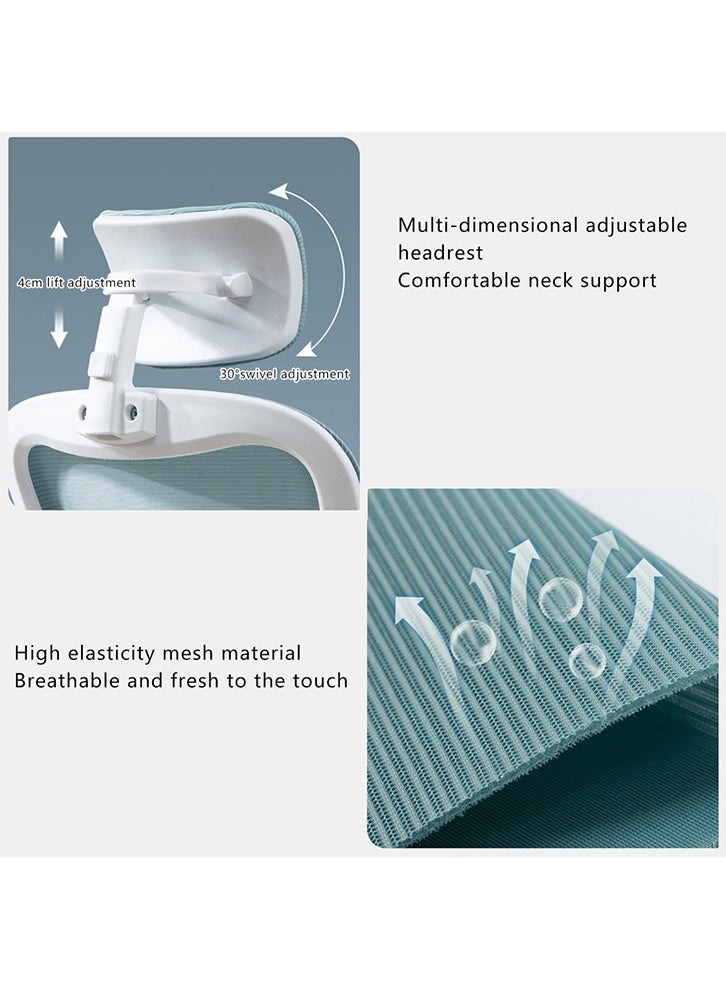 MOZOGOT Ergonomic Office Chair Desk Chair with Adjustable Headrest Backrest Armrest, Home Mesh Rolling Work Chairs with Wheels Lumbar Support, Comfy Flip-up Arms for Home Bedroom Study, Blue - Image 2