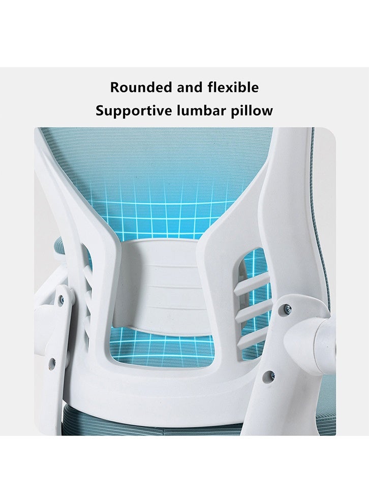 MOZOGOT Ergonomic Office Chair Desk Chair with Adjustable Headrest Backrest Armrest, Home Mesh Rolling Work Chairs with Wheels Lumbar Support, Comfy Flip-up Arms for Home Bedroom Study, Blue - Image 5