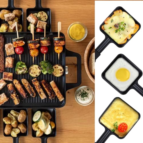 Kosmosta HONNE Non-Stick Coated Mini Grill Pan Cheese Melting Accessories for Raclettes Replacement/Additional Raclette Dishes Mini Grill Pan, Square Shape(4PCs) - Image 2