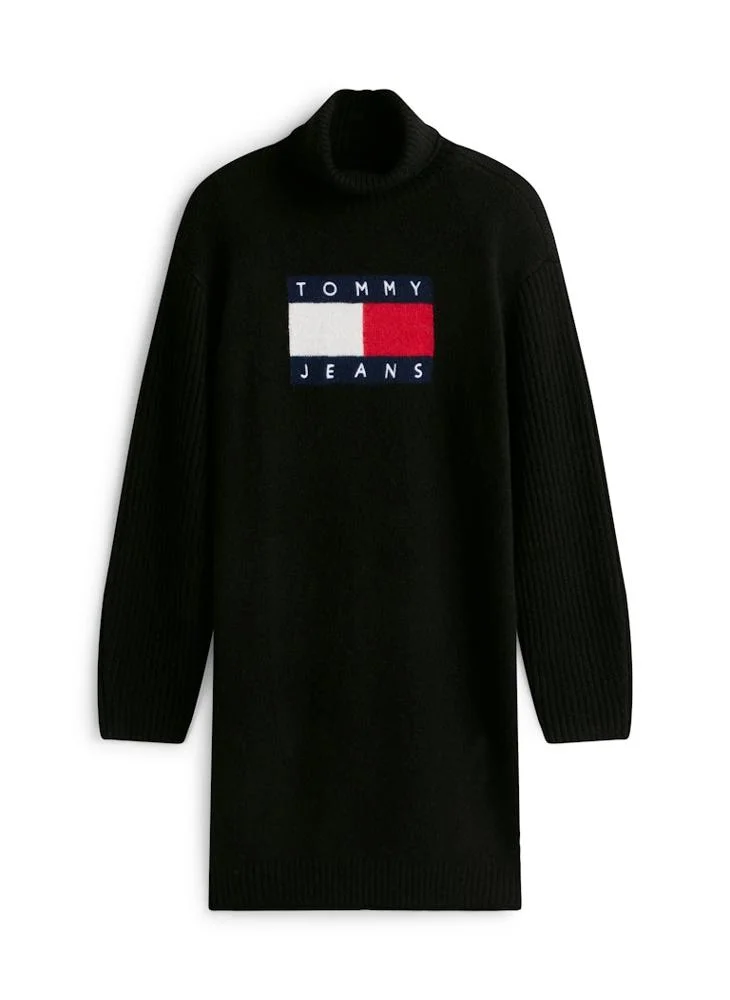 TOMMY JEANS Flag High Neck Long Sleeve Mini Dress