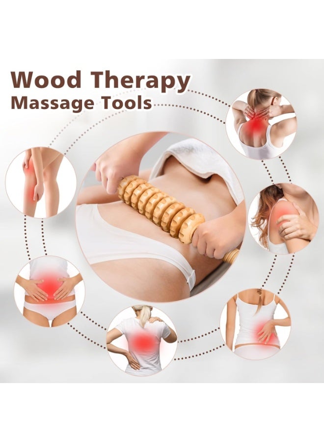 8PCS Wood Therapy Massage Tools Set for Lymphatic Drainage & Cellulite Reduction, Wooden Body Sculpting Massager Kit for Fascia Muscle Pain Relief, Maderoterapia Roller Tools for Back Legs Arms Waist Face - Image 3