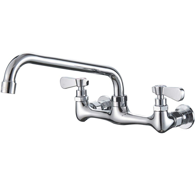 Kitchen Sink Faucet Wall Mounted 8 Centers 8 Adjustable Centers 12 Female Inlets 10 Swivel Spout 2Handle Utility Commercial Sink Faucet Polish Chrome Mixer Tap by Homevacious