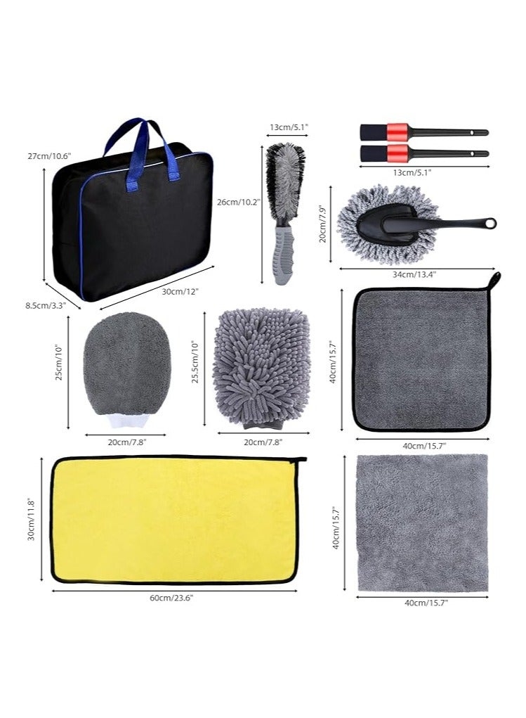 general Car Cleaning Kit, 10 Pieces Car Care, Cleaning Brush Car, Cleaning Gloves and Microfiber Cloth for Cleaning Car Interior and Exterior, Tires and Windows - Image 2