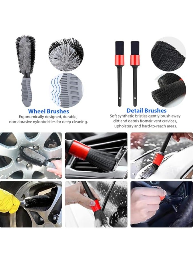 general Car Cleaning Kit, 10 Pieces Car Care, Cleaning Brush Car, Cleaning Gloves and Microfiber Cloth for Cleaning Car Interior and Exterior, Tires and Windows - Image 3