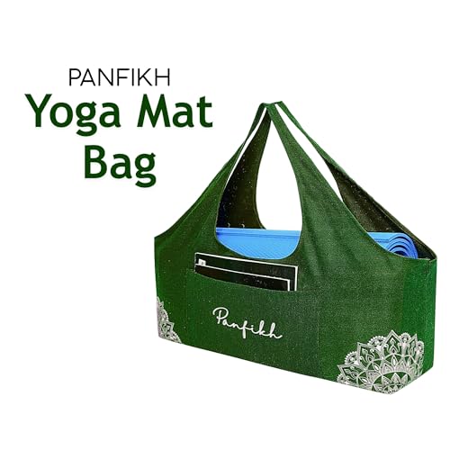 PANFIKH Large Yoga Mat Bag, Mats Carry Bag with Side Pocket, Cover for mat 6mm to 15 mm Accessories Thick Women (Olive Green) - Image 2