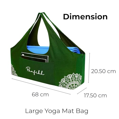 PANFIKH Large Yoga Mat Bag, Mats Carry Bag with Side Pocket, Cover for mat 6mm to 15 mm Accessories Thick Women (Olive Green) - Image 5