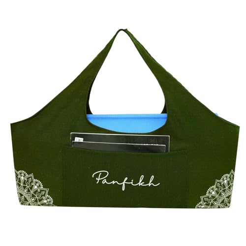 PANFIKH Large Yoga Mat Bag, Mats Carry Bag with Side Pocket, Cover for mat 6mm to 15 mm Accessories Thick Women (Olive Green) - Image 1