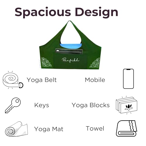 PANFIKH Large Yoga Mat Bag, Mats Carry Bag with Side Pocket, Cover for mat 6mm to 15 mm Accessories Thick Women (Olive Green) - Image 4