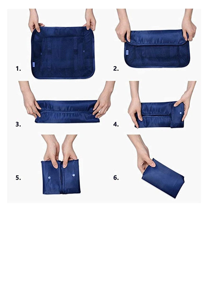 DUNISO 7Pcs Travel Clothes Storage Waterproof Bags Portable Luggage Organizer Pouch Packing Cube Local Storage Bags（Navy blue） - Image 5