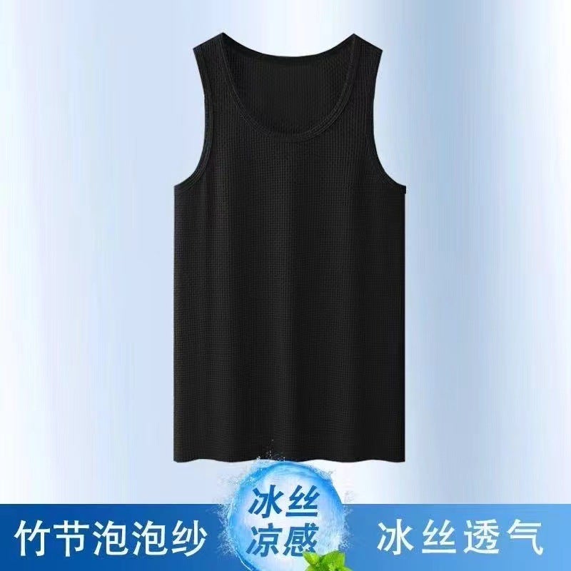 Ice Silk Bamboo Vest Mens Summer Thin Breathable Waistcoat Cool Quick-drying Casual Sports Fashionable Sleeveless Sweater White  - Image 3