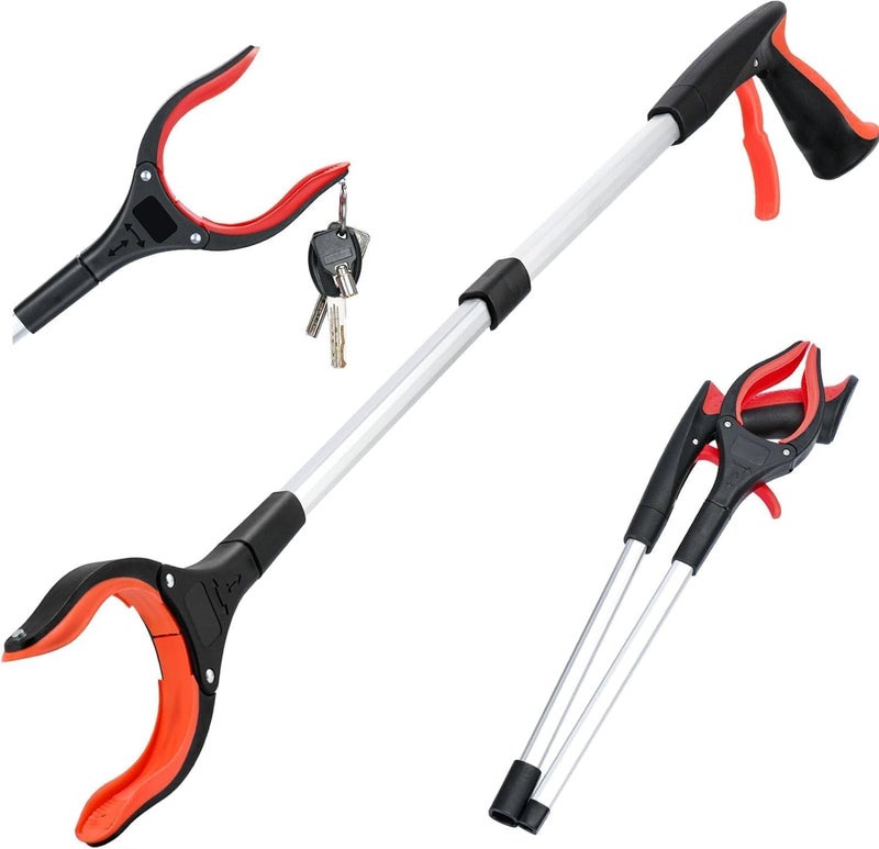 YelaJoy Grabber Reacher Tool, 360° Rotating Head, Wide Jaw, 83cm Foldable, Lightweight Trash Claw Grabbers for Elderly, Reaching Tool for Trash Pick Up Stick, Litter Picker, Arm Extension - Image 1