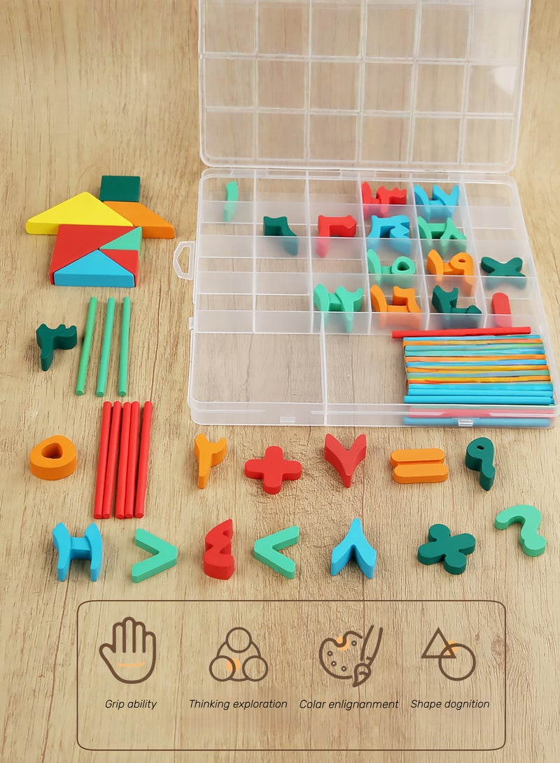 Eilimi Arabic Numbers,Early Childhood Education,Educational Counting Sticks Children'S Arithmetic Learning Box,Montessori Mathematics Addition And Subtraction Toys,Building blocks,mental exercise - Image 3