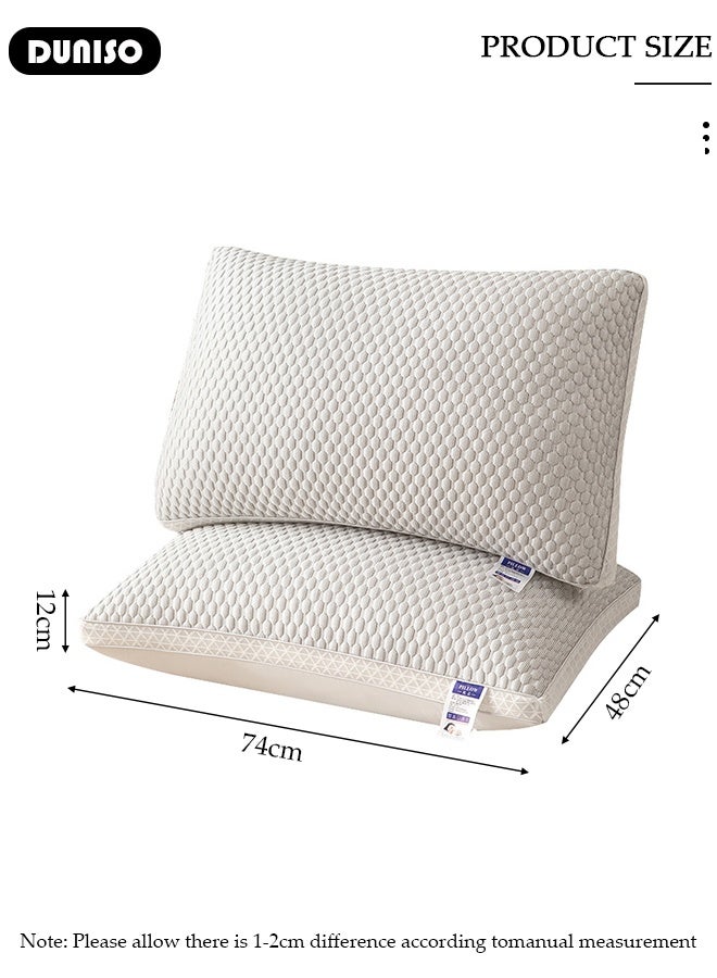 DUNISO Simple Fashion Summer Cooling Bed Pillows for Sleeping  Comfortable Breathable Soft Fluffy Filled Cool Pillow with Washable Removable Cover for Sofa,Bed  - Image 2