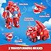Super Wings Transformable Toys 7 Jett Robot Suit and 2 Scale Transforming Jett Mini Action Figure2in1 Mode Vehicle and Robot Vehicle Playset for Kids 3Gifts for Boys and GirlsRed - Image 4