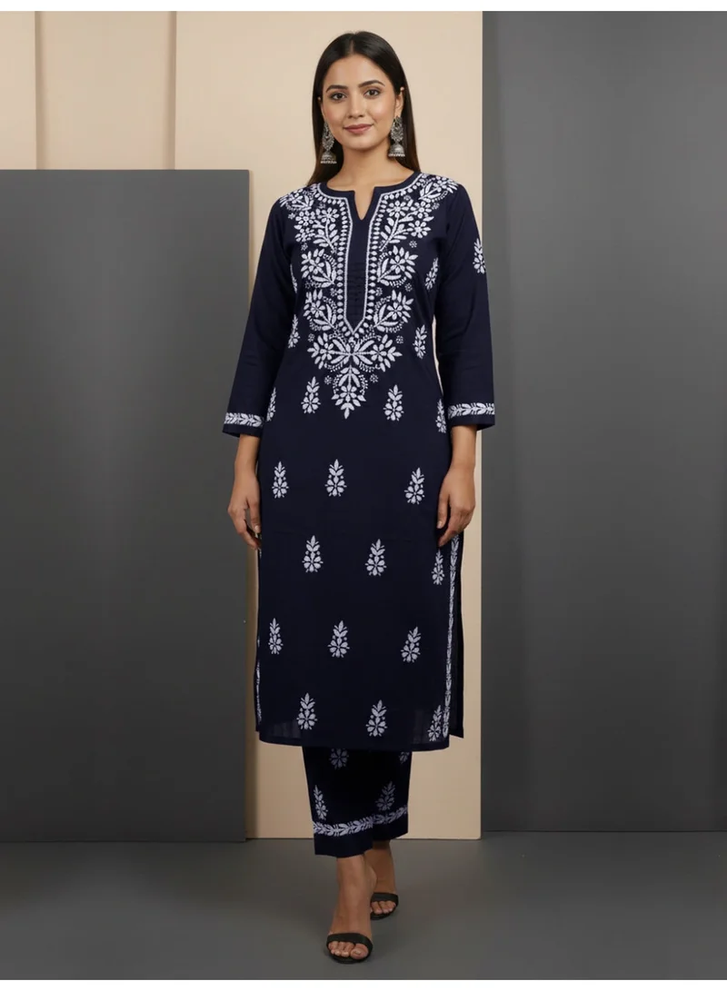 Women Hand Embroidered Chikankari Cotton Kurta Set-AL4107KS