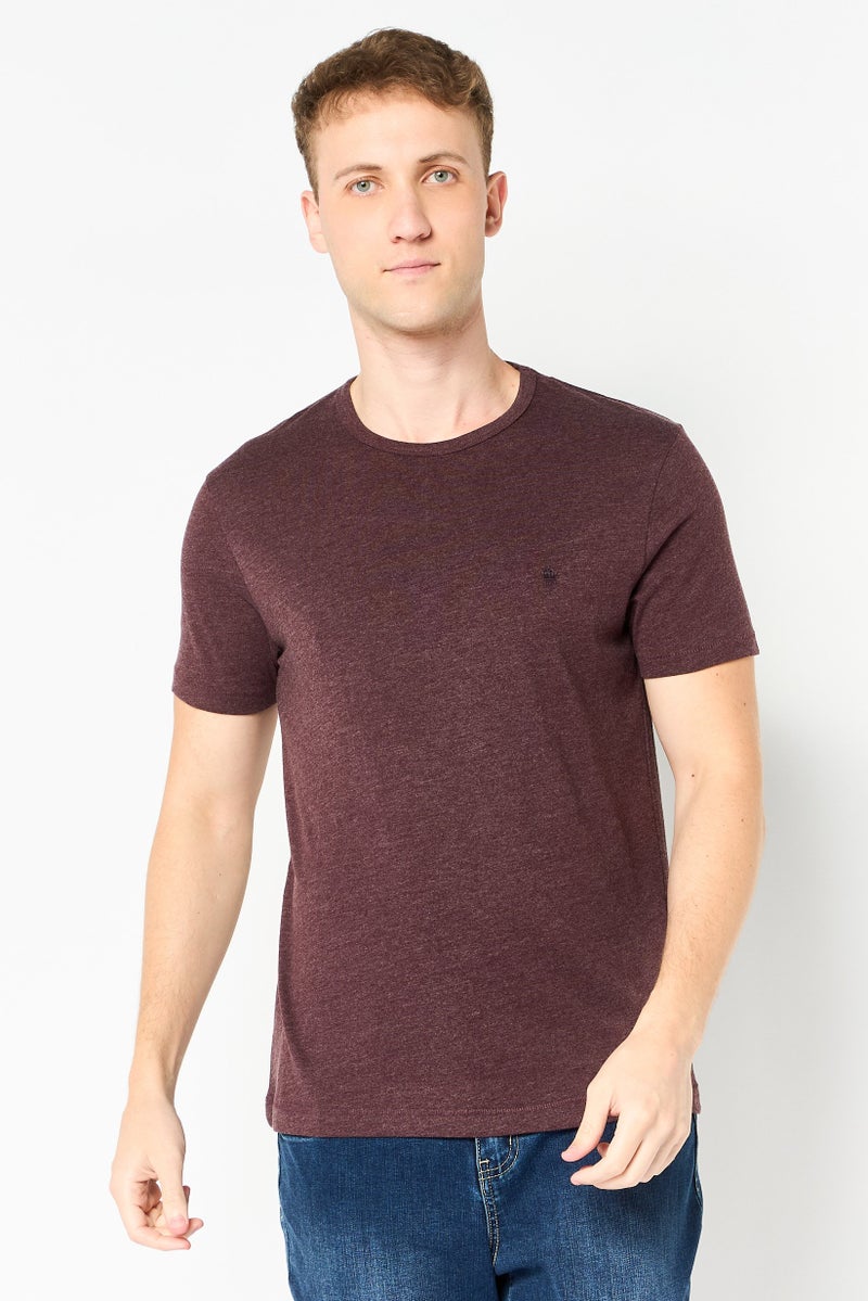 French Connection Men Crew Neck Short Sleeve Brand Logo T-Shirt, Dark Purple - Image 1