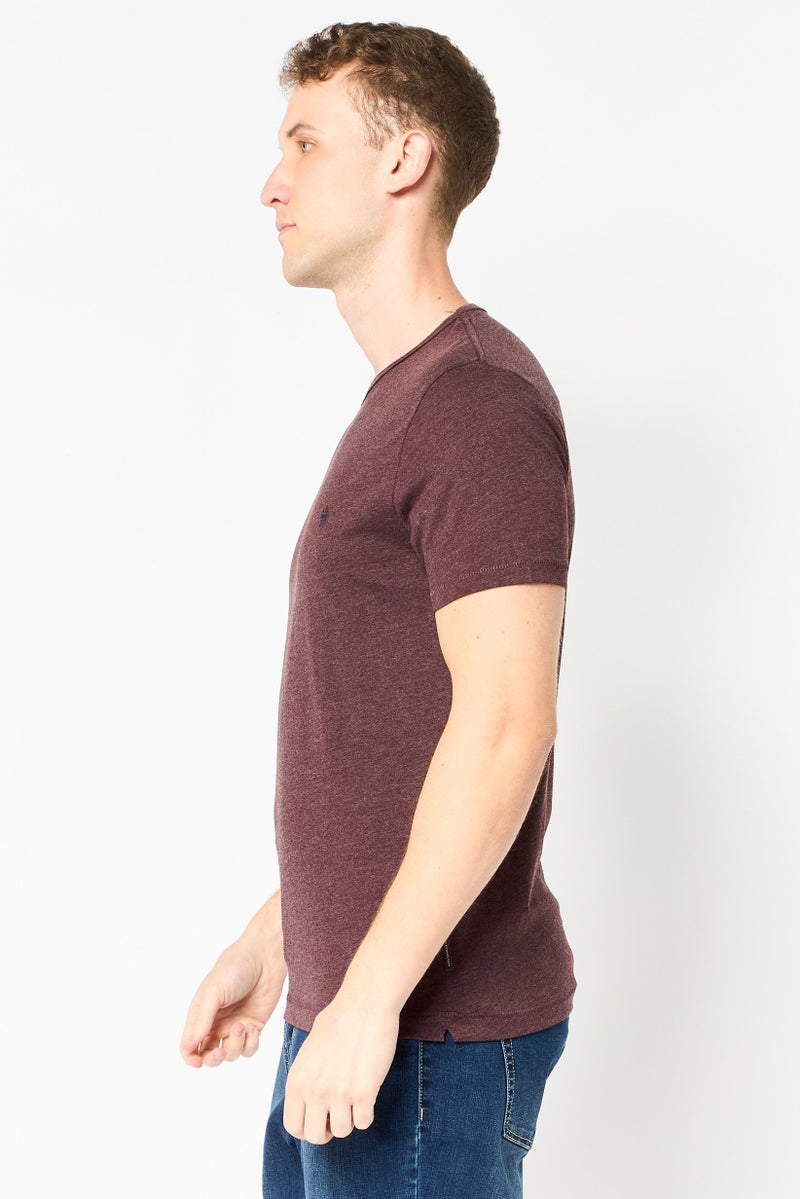 French Connection Men Crew Neck Short Sleeve Brand Logo T-Shirt, Dark Purple - Image 3