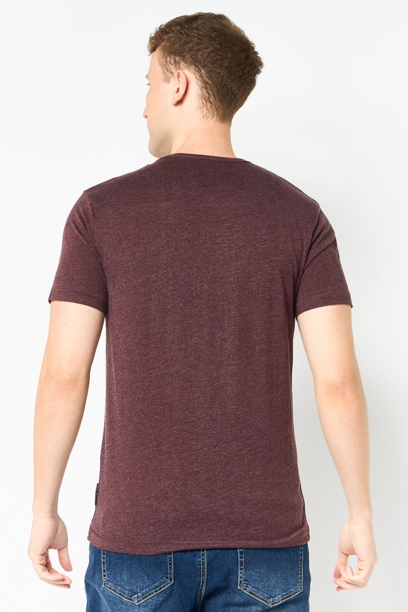 French Connection Men Crew Neck Short Sleeve Brand Logo T-Shirt, Dark Purple - Image 2