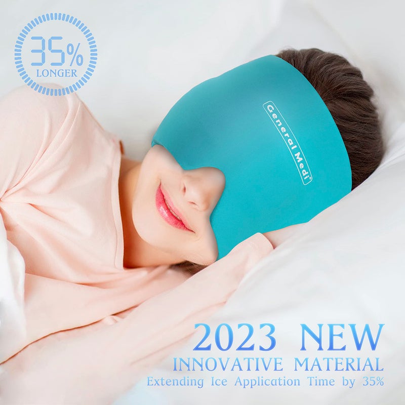 General Medi Headache & Migraine Ice Wrap Cap, Cold Therapy Migraine Relief Hat, Headache Ice Hat Cold Compress, Great for Puffy Eyes, Tension, Sinus & Stress Relief (Blue) - Image 5